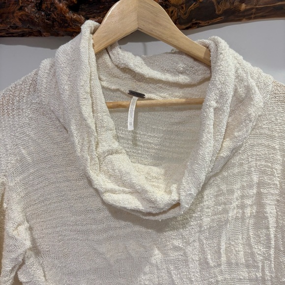 Free People Cream Cowl Neck Sweater with Textural Details - Picture 5 of 13